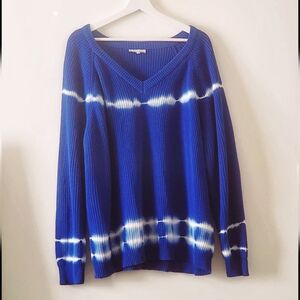 Skyes Are Blue V-Neck Tie Dye Sweater